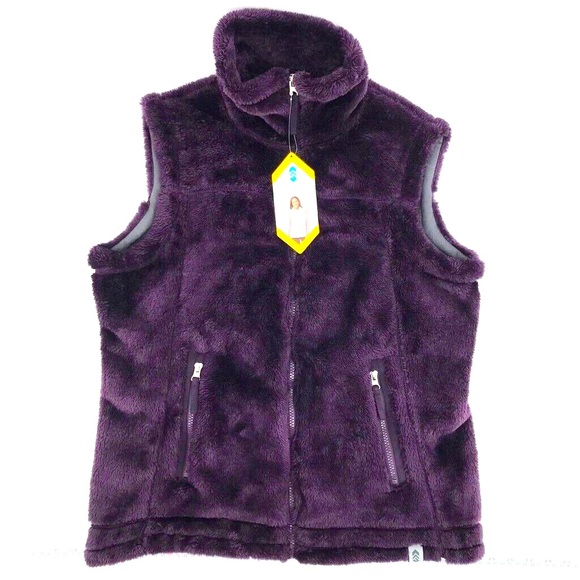 Free Country Jackets & Blazers - NWT Free Country Alpine Butter Pile Vest Purple Fur Zip-up Small